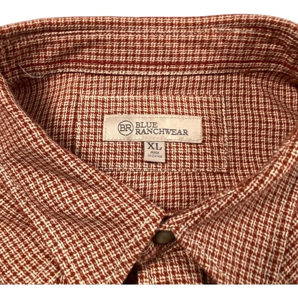Blue Ranchwear Men's Red and White Plaid Flannel Shirt, XL - Picture 4 of 8